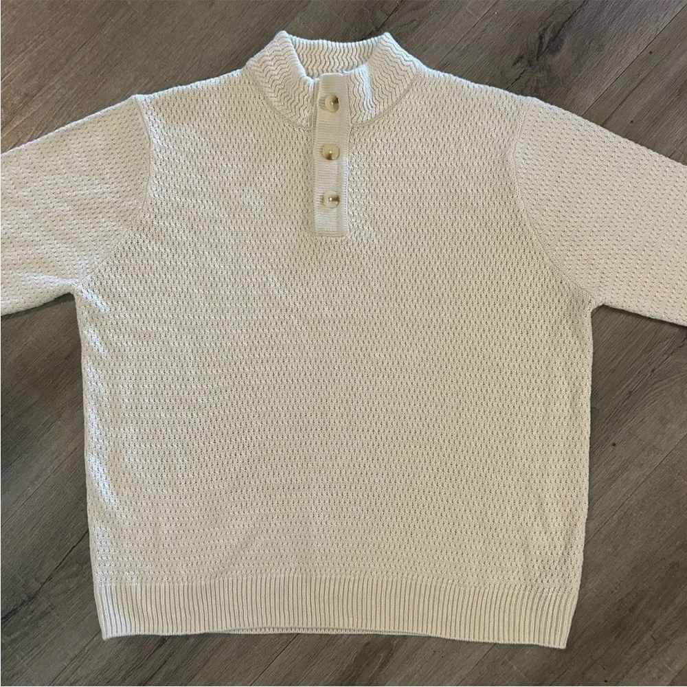 LIVERPOOL Los Angeles Mens Sweater Size‎ XL Ivory Mock Button Neck NWOT